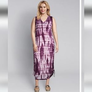 LANE BRYANT TIE-DYE SIDE TIE MIDI DRESS - PURPLE - 18/20